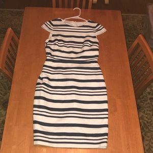 A navy and white striped dress, worn once